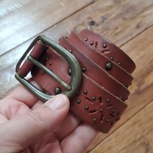 Aeropostale brown leather studded western belt